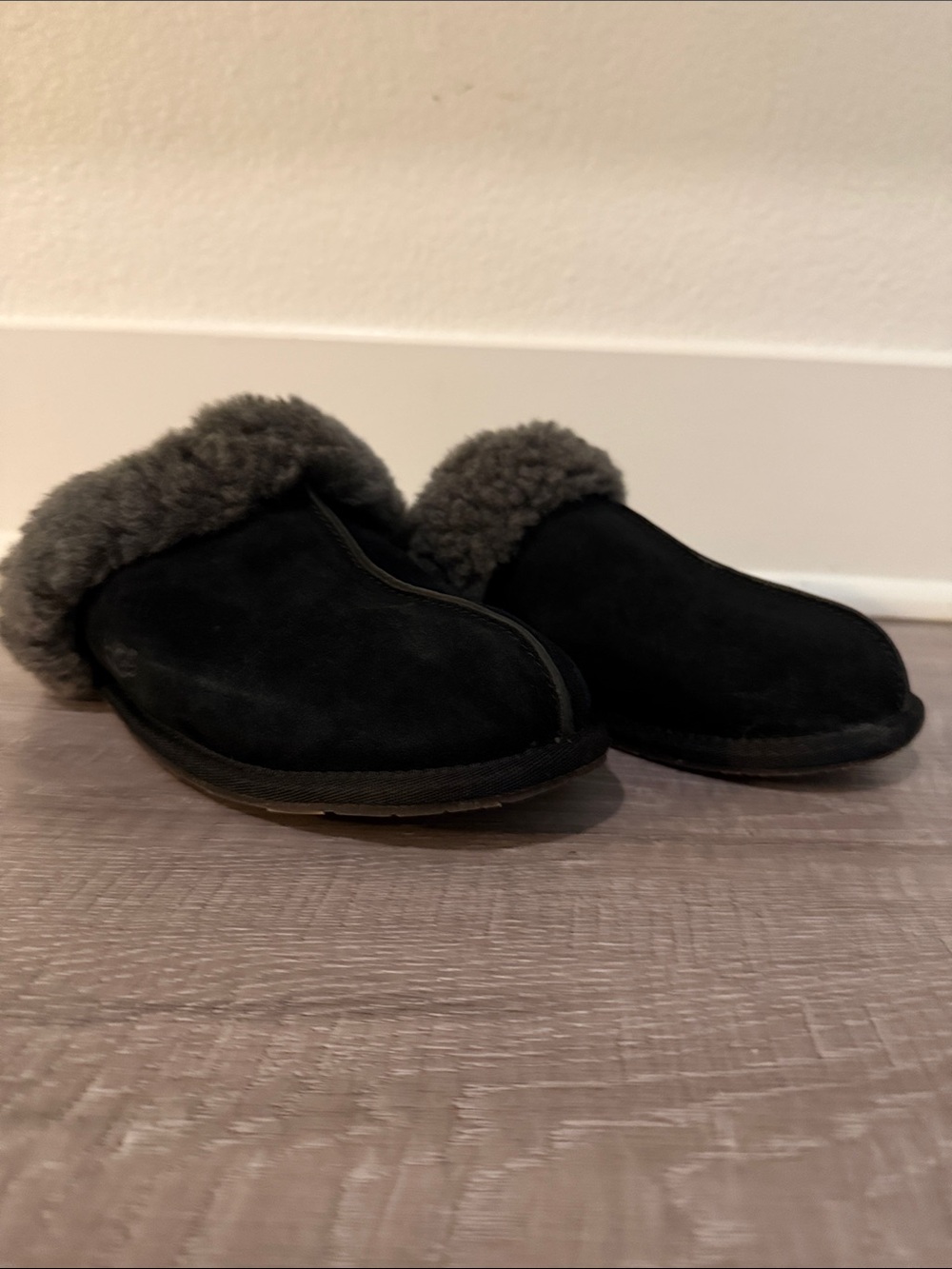 UGG Black Slip-On Shearling Clog Slippers